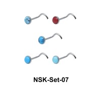 5 Silver Nose Stud Sets NSK-SET-07